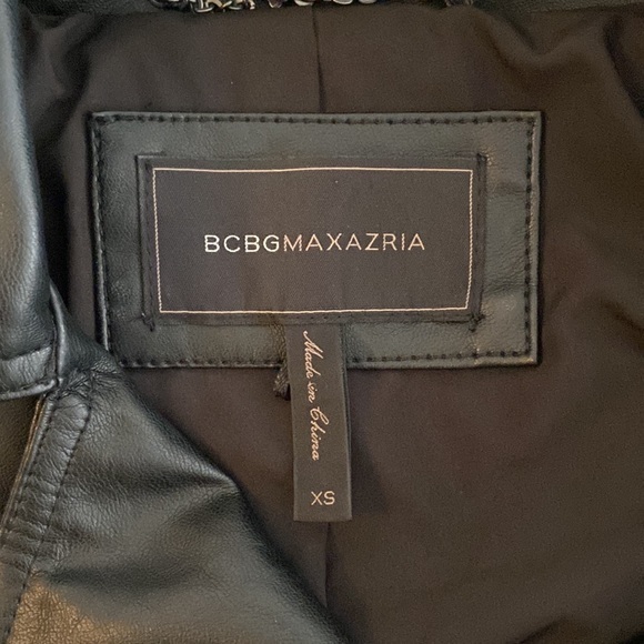 BCBGMaxazria Kinsley Black Vegan Leather Balloon Sleeve Belted Moto Jacket XS - Picture 13 of 16